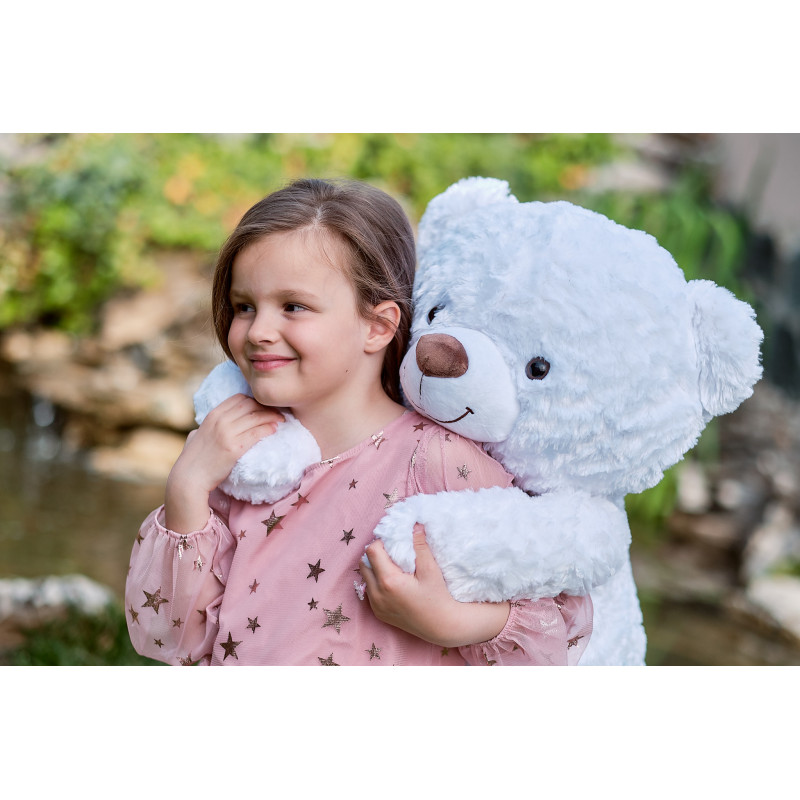 Плюшено мече гигант с кафява панделка, екрю, 100 см