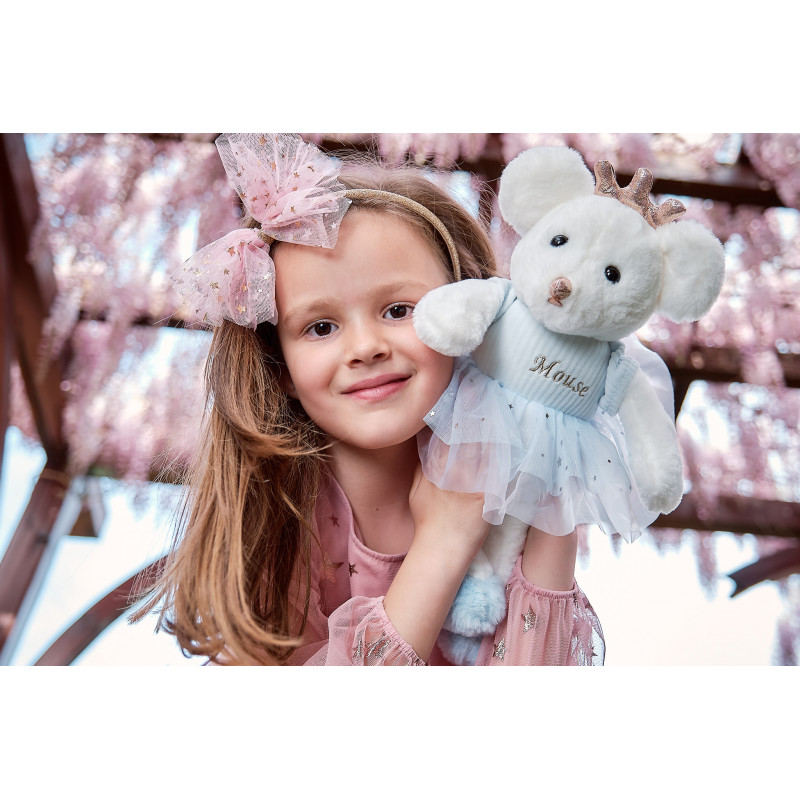 Плюшено мишле Аврора със синя рокля, 36 см