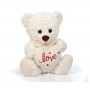 Плюшена играчка Мече със сърце, бежово, 25 см
