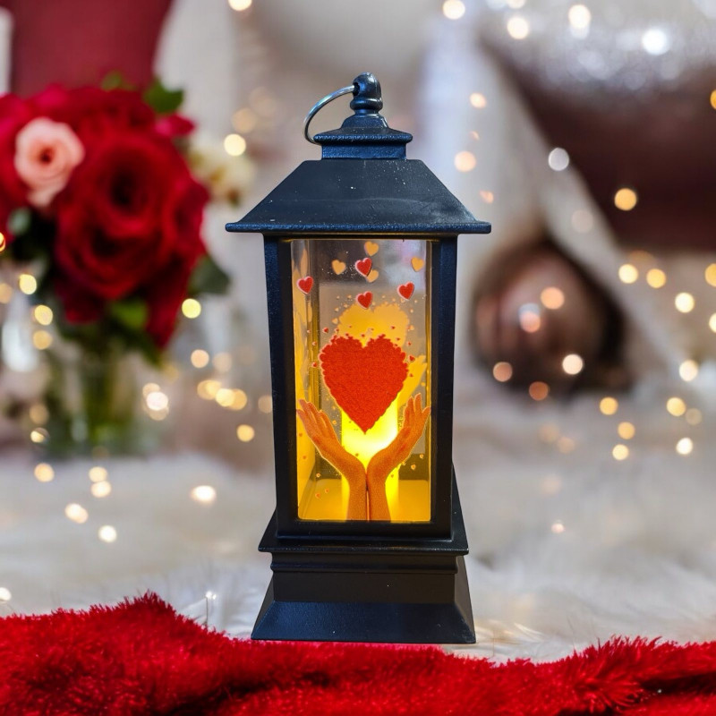 Декоративен LED фенер за влюбени в черно