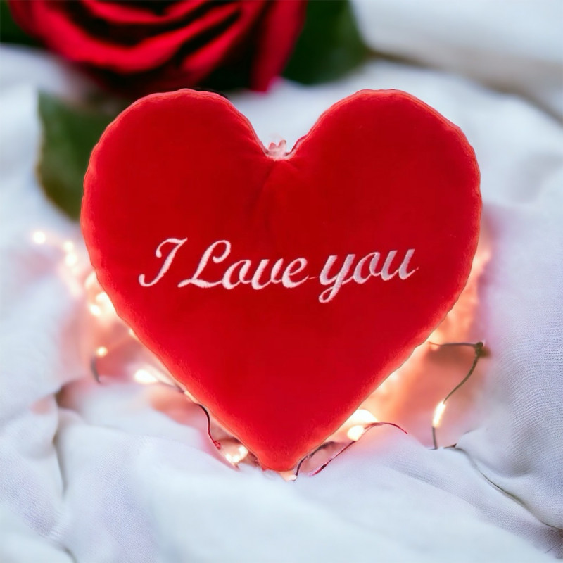 Плюшено сърце I Love you със звук, червено, 23 см