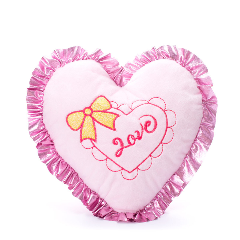 Плюшена възглавничка сърце, розова, 25 см