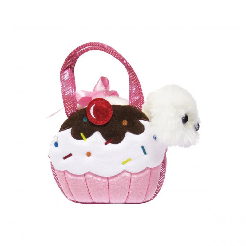 Плюшено кученце в чантичка Aurora, 20 см