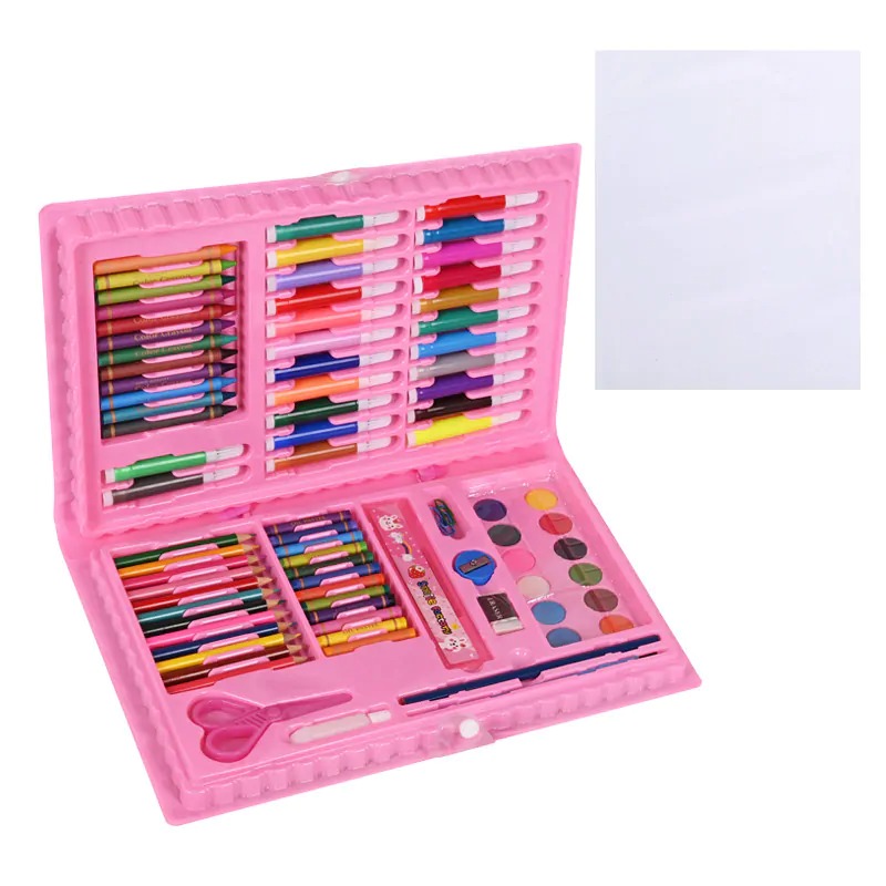 Комплект за рисуване и оцветяване в розово - 110 части