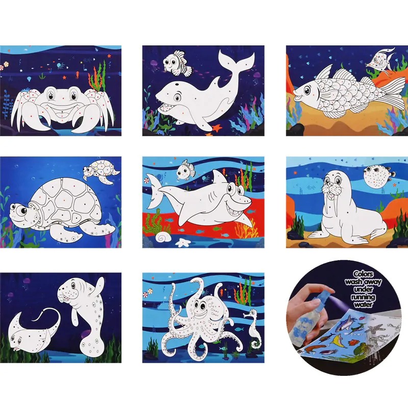 Книжка за водно оцветяване с 3D ефект с флумастери