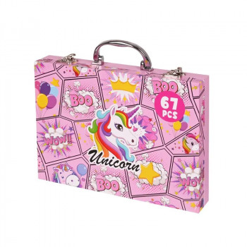 Комплект за рисуване и оцветяване в куфарче - 67 части