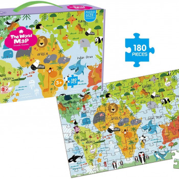 Детски пъзел карта на света-180 ч.